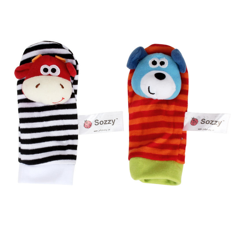 Sozzy lindo animal muñeca Bell calcetines bebé educación temprana sonando papel bebé sonajero juguete de peluche