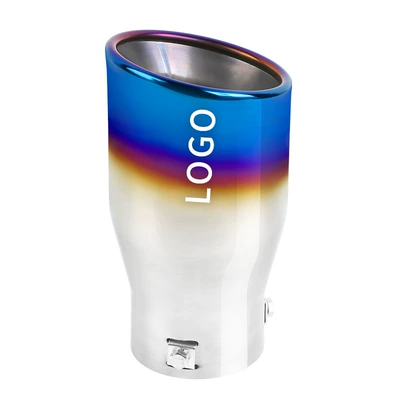 direct supply modified single tail: Exhaust pipe - double-layer-thickened-baked-blue-oblique-mouth-with-label-imported-76mm