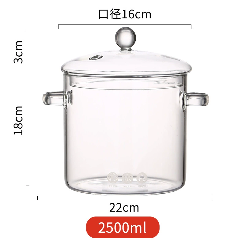 Стеклянная кастрюля-для тушения с высоким borosilicate стекла, прозрачная кастрюля для приготовления пищи, газ, огонь, высокая температура, маленькие горшочки, мини-кастрюля для супа