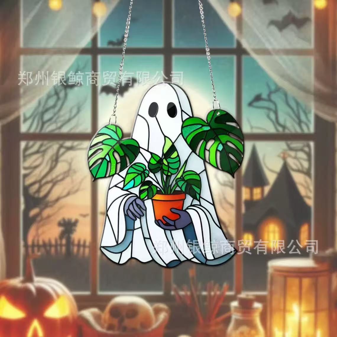 Atrapador de sol acrílico pequeño fantasma lindo transfronterizo para colgar decoración de jardín de jardín interior y exterior para el hogar