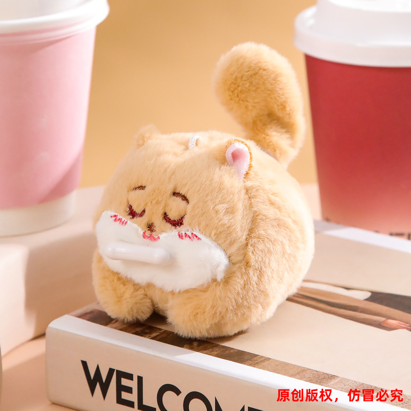 Lejier cordón WAG cola gatito comiendo pescado muñeca gato Panda muñeca colgante felpa juego fábrica