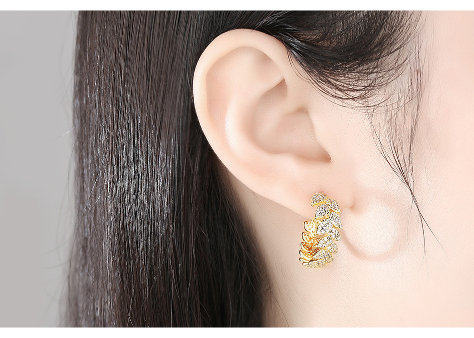 Fashion Copper Inlaid Zircon Wreath Earrings display picture 2