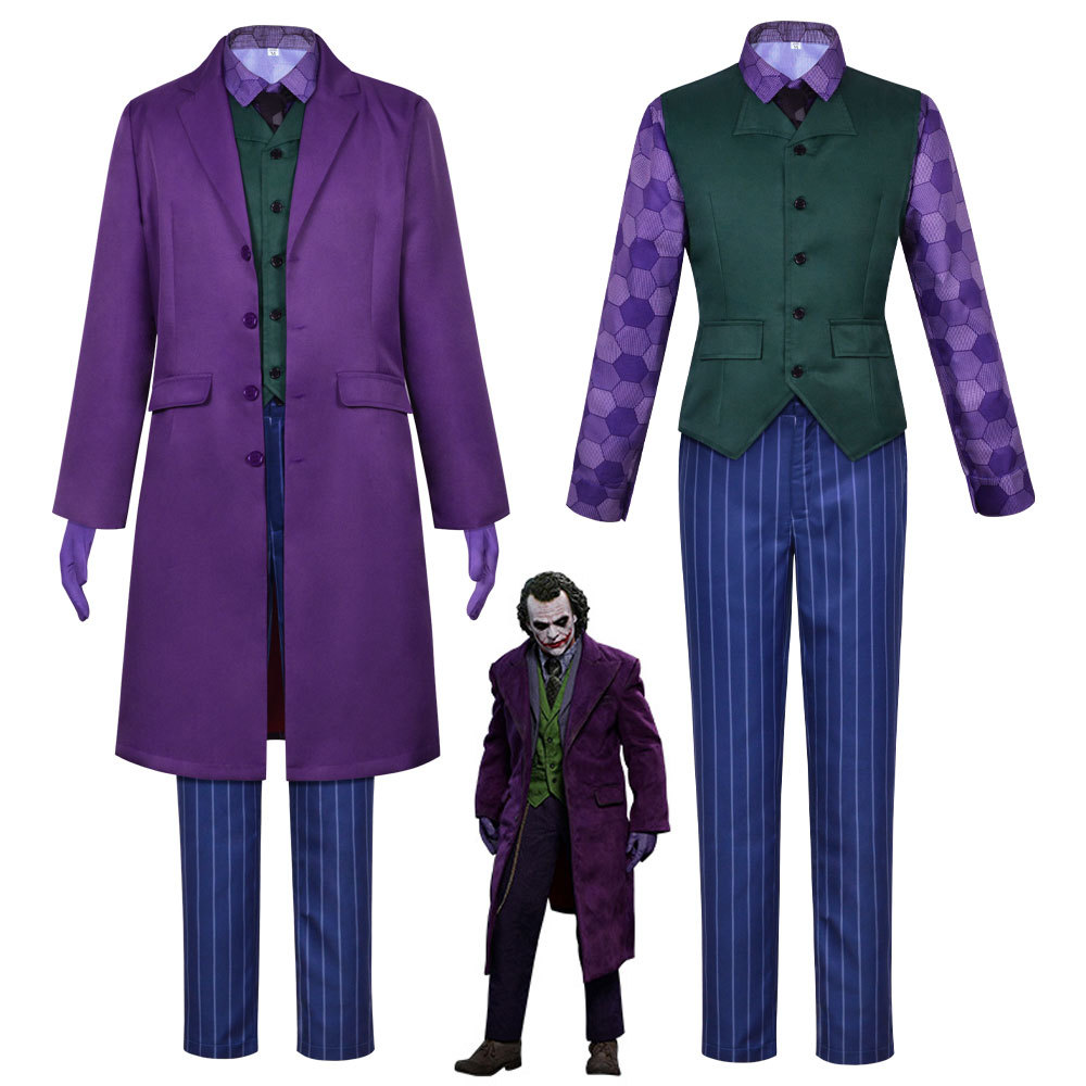 Halloween Bat Horror Ball Batman Dark Knight Heath Ledger Joker Traje de payaso Listo en stock