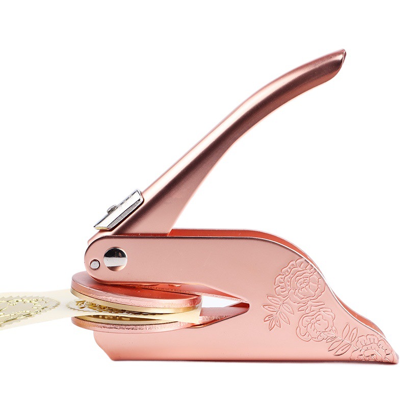 Nueva mano de oro rosa alicates sello de acero portátil de escritorio dibujo DIY patrón sello de acero en relieve