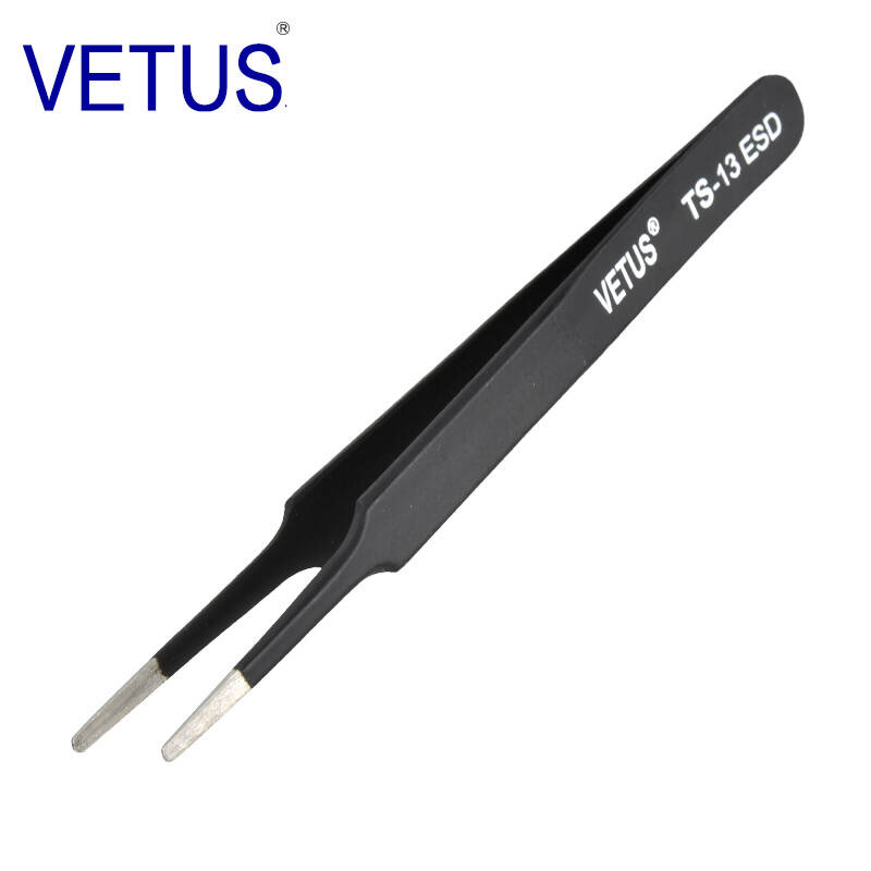 Anti-falsificación de productos genuinos VETUS TS-ESD pinzas de acero inoxidable traje Nido de Pájaro recogida de cabello belleza manicura codo de punta recta
