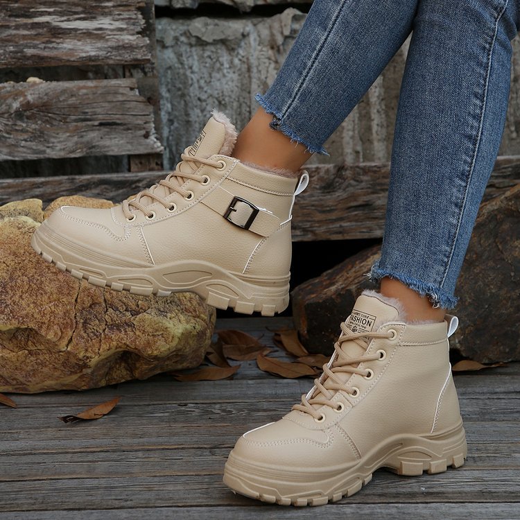 Scarponi da montagna grandi da donna nuovi autunnali e invernali più stivali da neve in velluto e spessi scarpe di cotone da donna_voghion.com