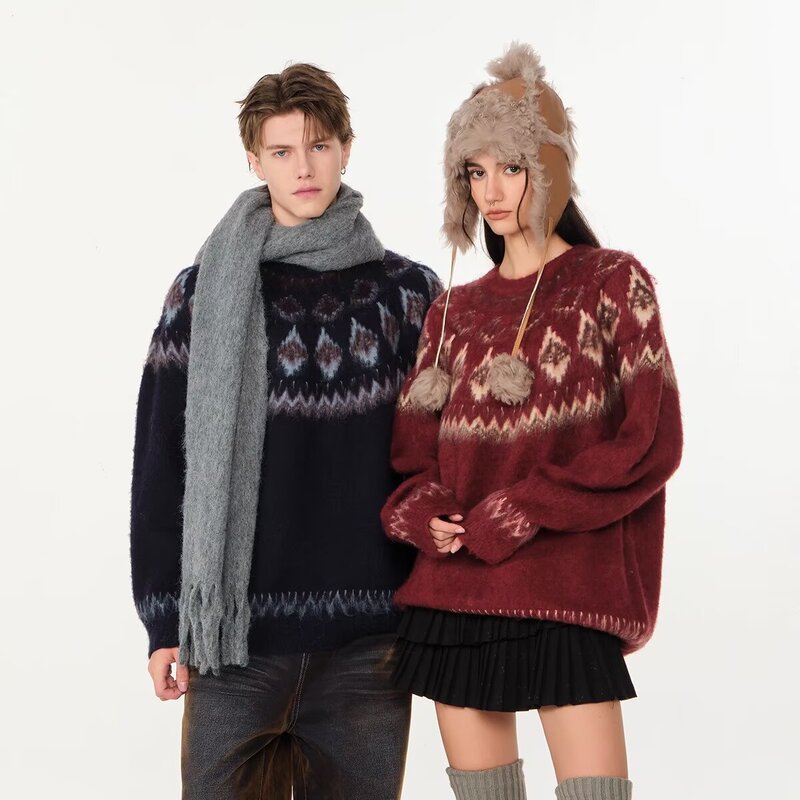 Christmas American High-End Sweater for Female Couples, New Autumn and Winter Korean Style, Super Nice, Lazy and Relaxed Hair