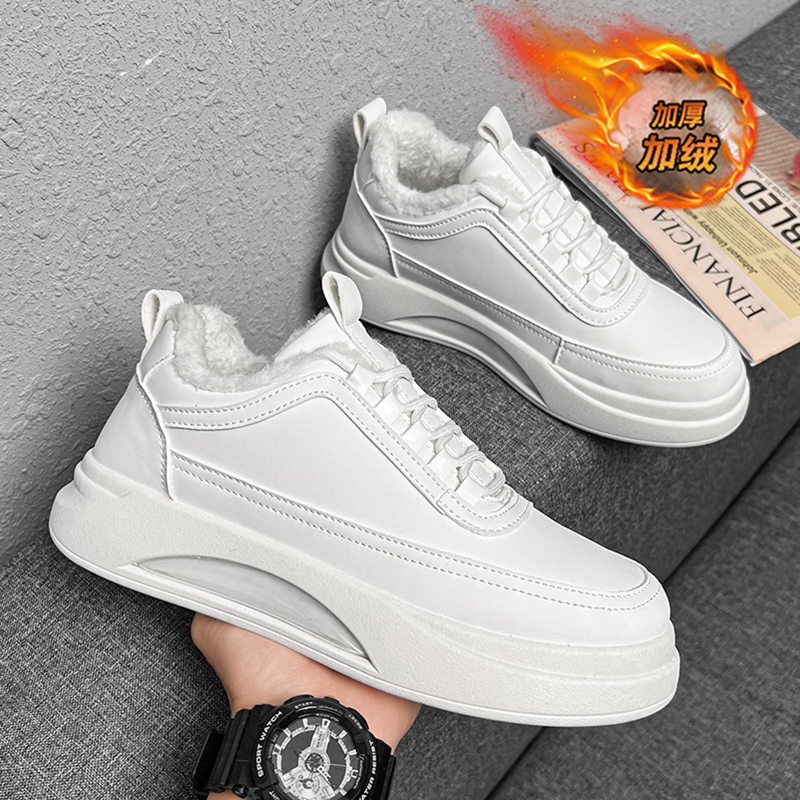 Autumn breathable men's white casual sneakers platform