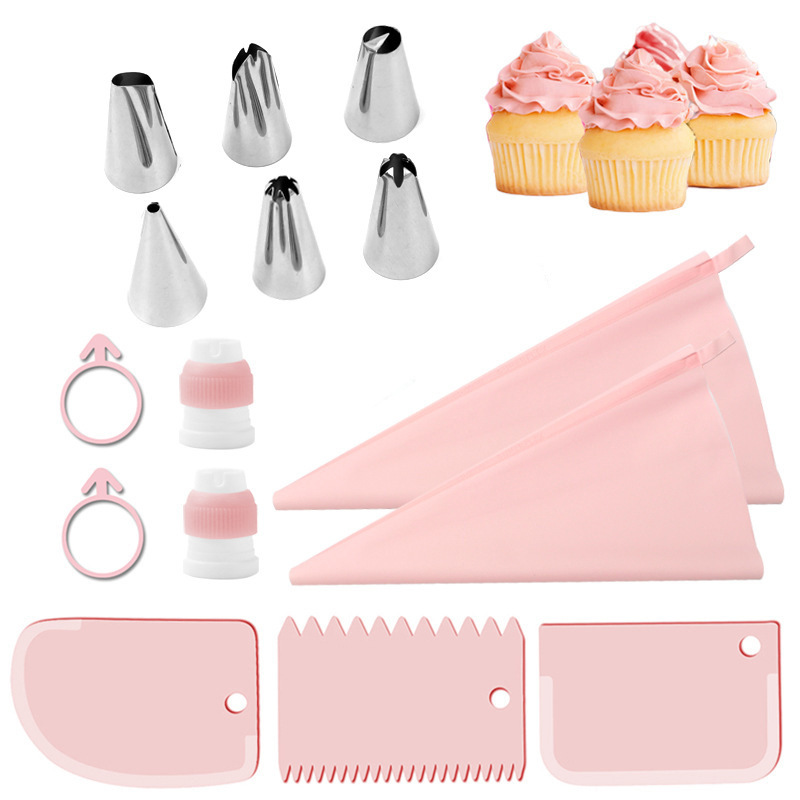 Juego de boquillas de acero inoxidable para decoración de pasteles, herramientas para glaseado, boquilla para crema, bolsa de glaseado de EVA, engrosada