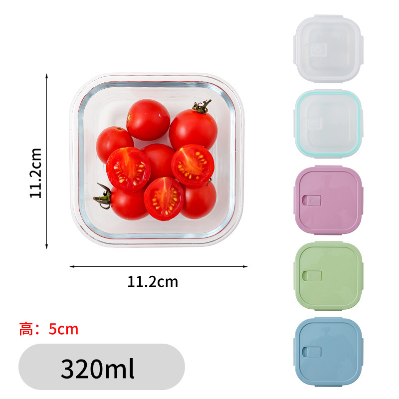 Lonchera de vidrio, tazón de vidrio, caja rectangular para horno microondas, lonchera resistente a altas temperaturas, caja redonda para conservar alimentos, apta para horno microondas