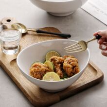 简约陶瓷碗装菜碗深碗沙拉碗西餐汤碗异形碗创意碗餐厅酒店商用