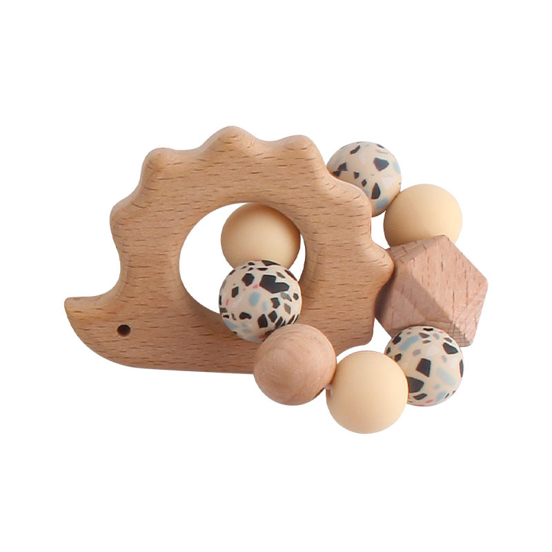 Bebé DIY creativo haya chupete clip pezón Cadena de leopardo perlas silicona Beech animal juguete teether palo