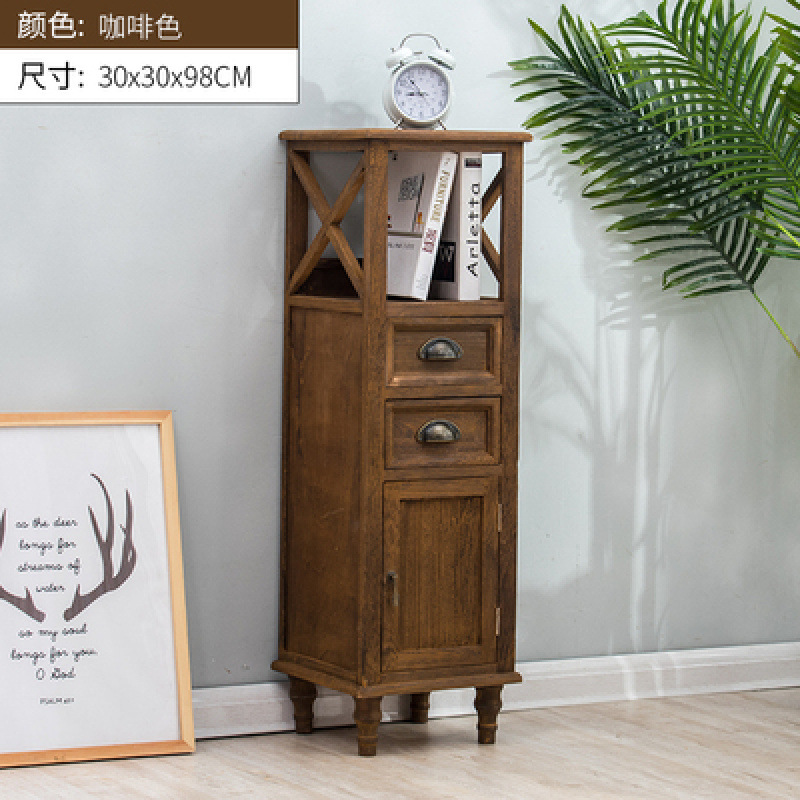 American retro meseta de cabecera de madera sólida hendidura pequeño vinícola tipo cajón 40CM gabinete de almacenamiento TV sala de estar vertical