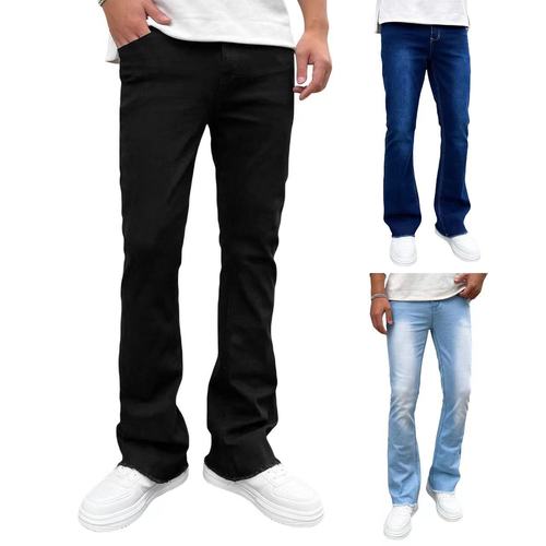 High-Quality European and American Men's Elastic Tight Bell-Bottom Jeans Independent Store Classic Three Colors