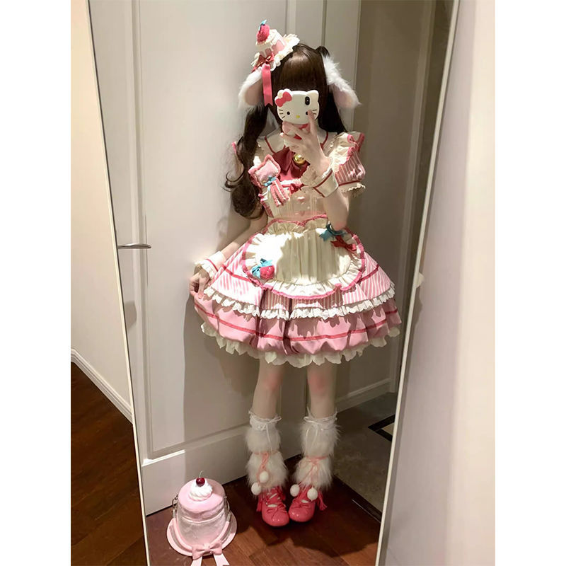 ピンクの花のつぼみスカート ロリータ OP かわいいデイリーライト ロプリンセスドレス ロリータスカートは東南アジアを支えます|undefined