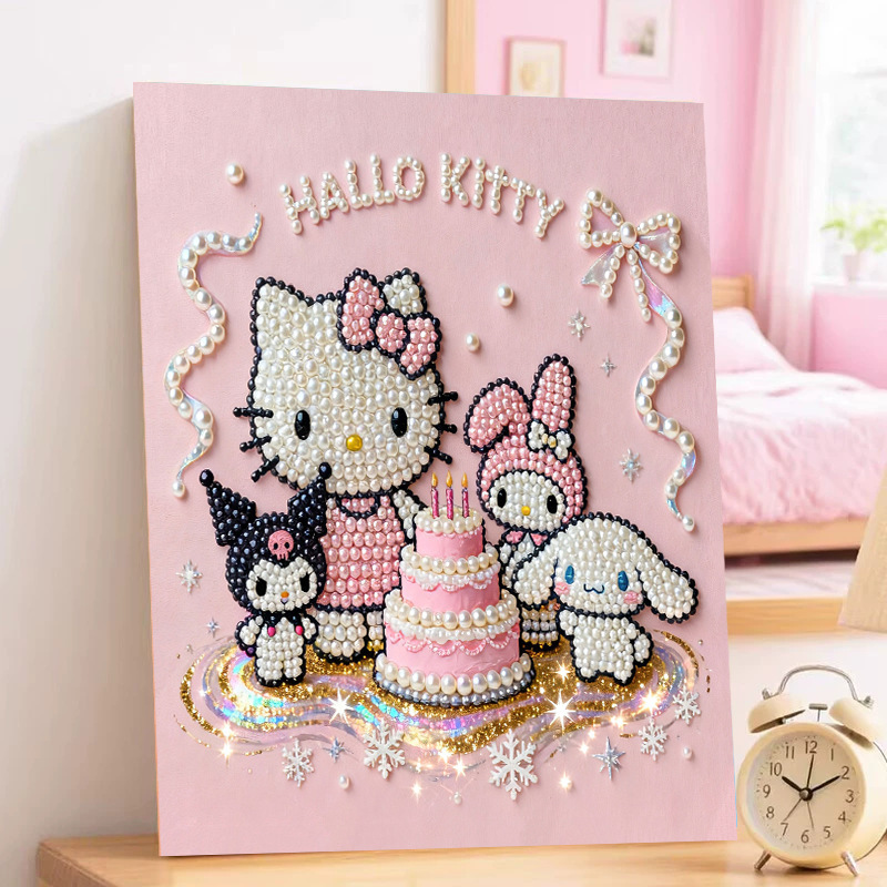 Sanrio Kt Cat Pearl Painting DIY Diamond Painting Decoration Creative Desktop Ornament Gift for Children and Students Educational Sanrio Kt Cat Pearl Painting DIY Diamond Painting Decoration Creative Desktop Ornament Gift for Children and Students Educational
