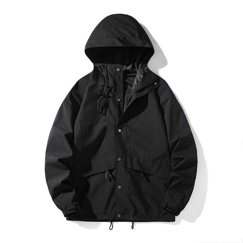 Montaña al aire libre función de color combinado chaqueta encapuchada estampado chaqueta suelta hombre caminata casual a prueba de viento chaqueta de pareja