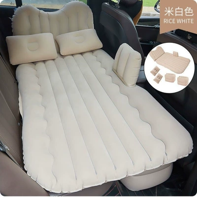 Vehicle-mounted inflatable bed | vehicles - default-item-huiqi-head-protection-flocked-beige-storage-pier-electric-pump-big-discount