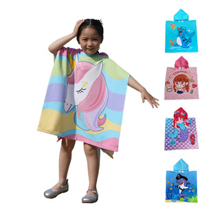 Cross-border wholesale polyester absorbent printing quick-drying beach towel swimming microfiber bath towel bathrobe cape bath skirt