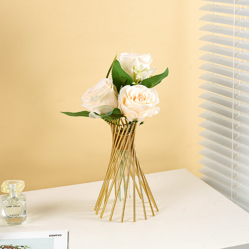Nordic INS wrought iron gold hydroponic vase fake flower flower pot centerpieces home living room office desk decorative item