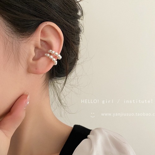 Delicate wind elegant temperament pearl ear bone clip female fairy forest style ultra-fairy simple personality ear clip no ear hole earrings 