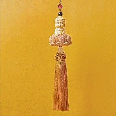Car hanging hanging ornaments peach lotus - single-tassel-buddha-yellow