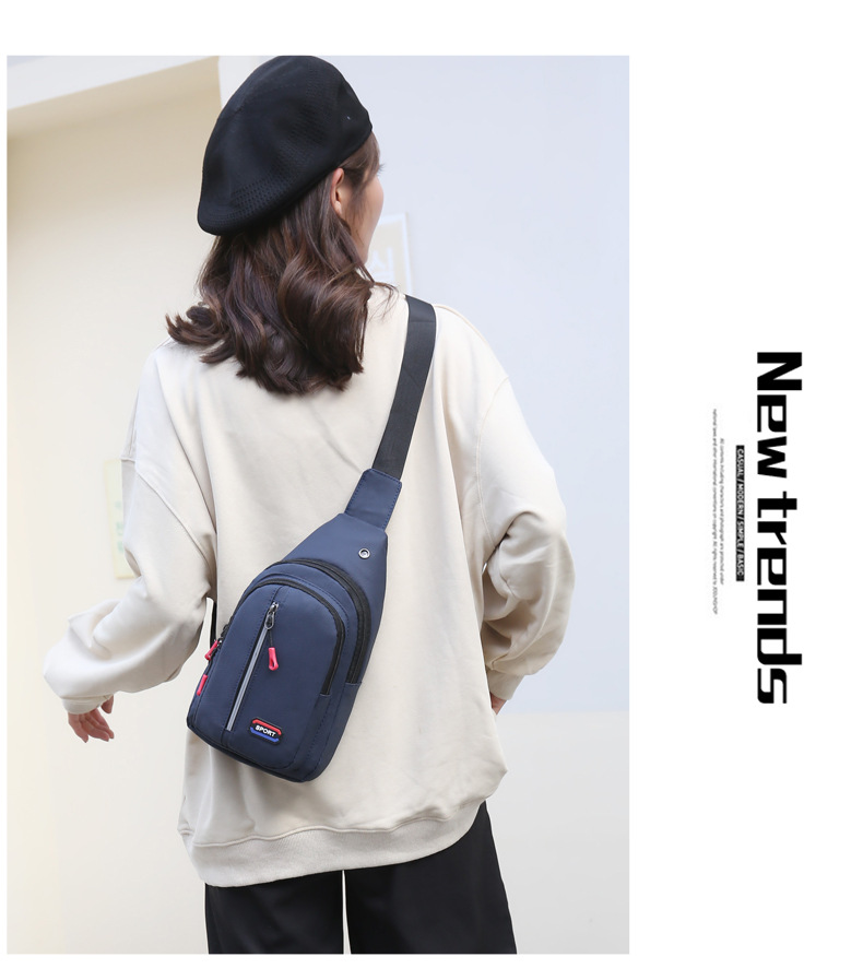 New high-quality waterproof nylon chest bag for men, simple and fashionable chest bag, large-capacity multi-layer crossbody bag, factory direct sales undefined