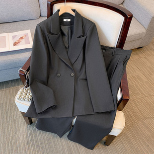 60.00 kg-175.00 kg plus size women's clothing fat sister professional suit jacket + trousers suit high-grade sense spring, autumn and winter New