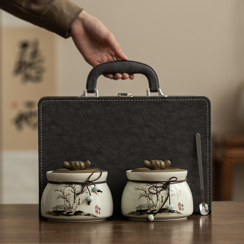 陶瓷茶叶包装盒礼盒空盒茶叶罐礼盒装通用红茶绿茶白茶包装密封罐