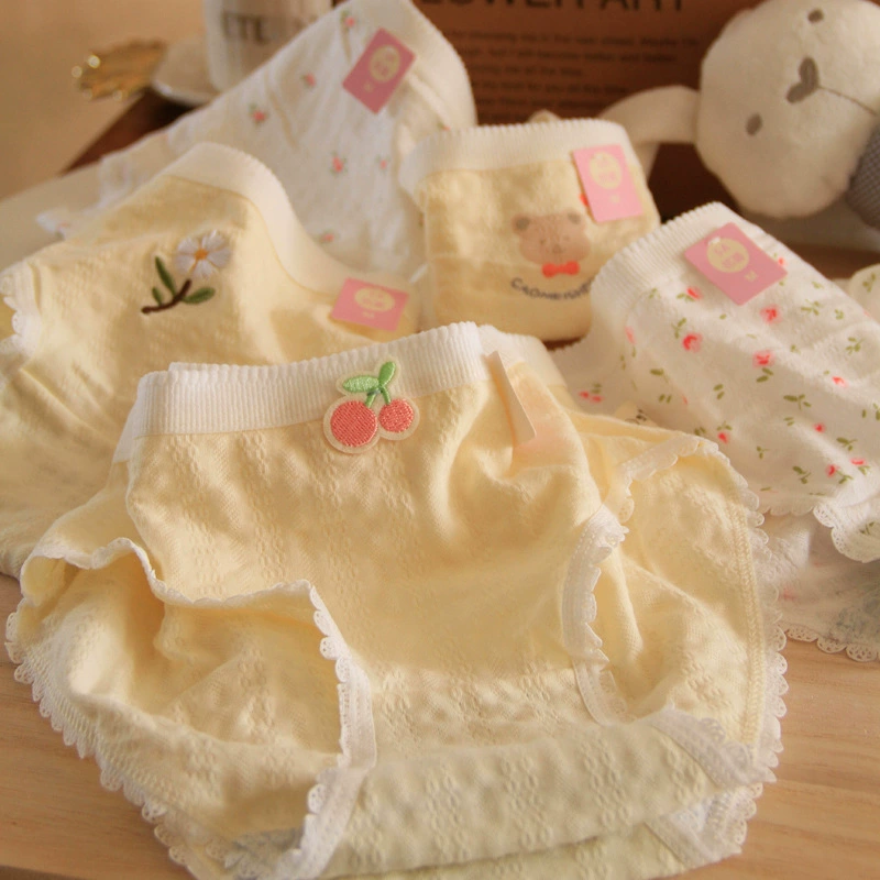 Baby типа a хлопок антибактериальная промежность "трусики женские хлопчатобумажные промежностные удобные средней талии цветок девушки сладкие s треугольник A271