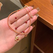 本命年红绳小马钱币编织双层手链女新年高级感手绳气质红绳手饰