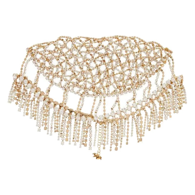 Venta caliente transfronteriza lujo rhinestone borla tocado moda exquisita borla diadema pasarela accesorios para el cabello cadena del pelo femenino