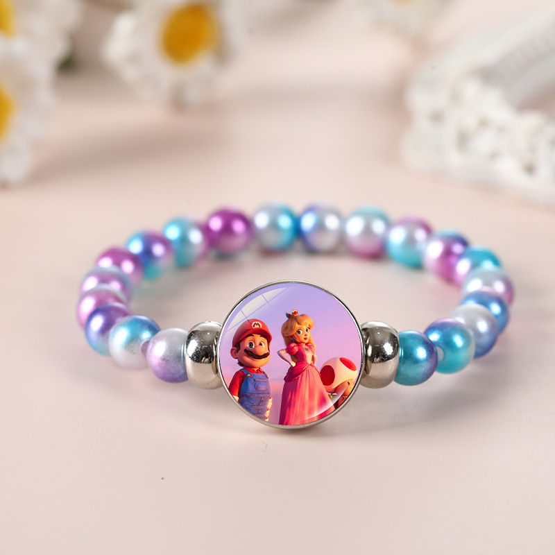 Cross-Border Super Mario Bracelet Princess Bracelet Black Color Beaded Bracelet Creative Gift Bracelet Jewelry Wholesale