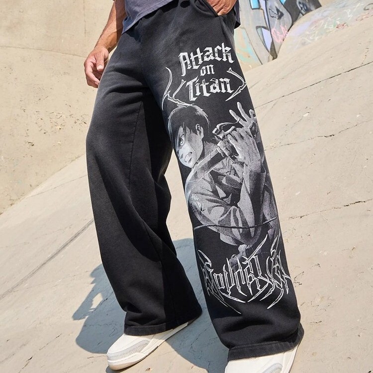 American Youngla Co-Branded Anime Attack on Titan Jogger Air Layer 3D Printed Wide-Leg Pants