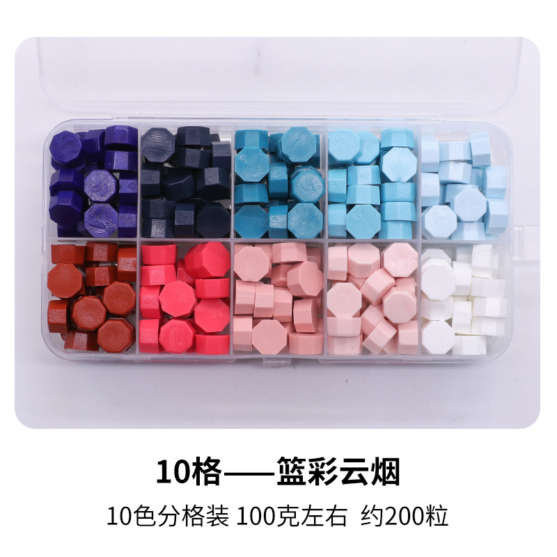 Fuego pintura cera grano traje de color mezclado 24 caja de cuadros de color ocho lados fuego pintura sellado cera fuego pintura sello cera grano fábrica al por mayor