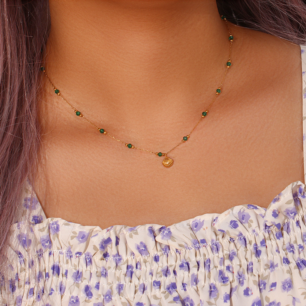 Fashion Shell Stainless Steel Plating Pendant Necklace 1 Piece