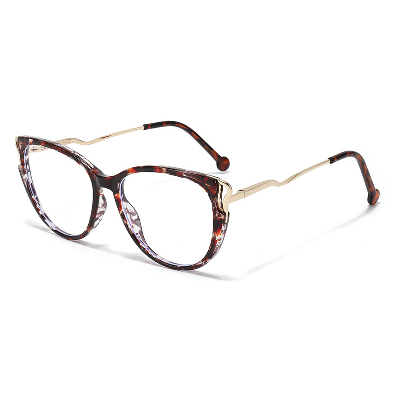 Retro Cat Eye Blue Light Blocking Glasses Frame High End Plain Unisex Full Rim Metal Glasses For Men And Women_voghion.com