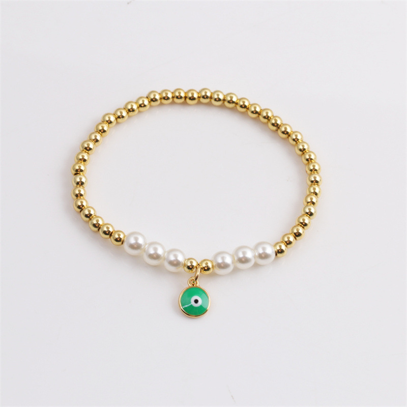 Korean copper-plated real gold dripping oil devilu0027s eye beads bracelet wholesale Nihaojewelry