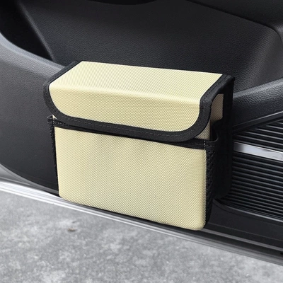 Back Storage Bag Storage Box – Car storage bag/box - waterproof-with-cover-beige