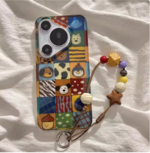 Funda para teléfono móvil mate60pro nuevo modelo 15/17promax, diseño casual con patrón de cuadros y pequeños animales, adecuada para mujeres, p70, m60