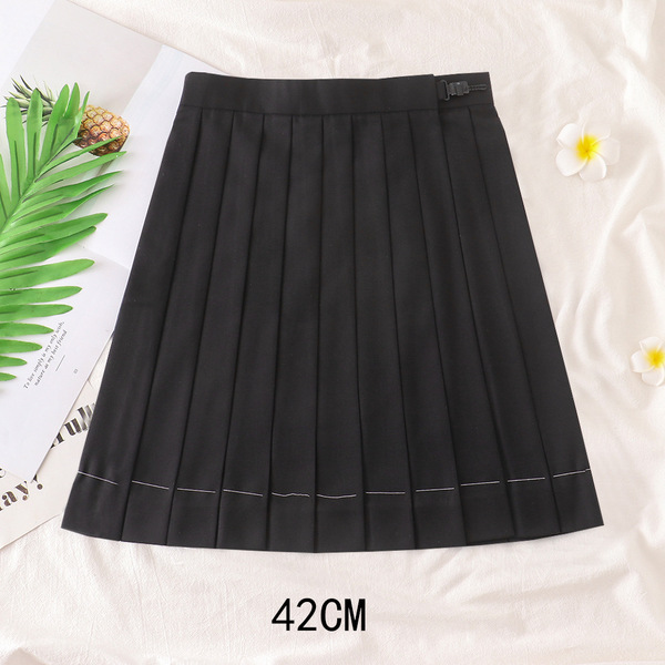 Solid color student pleated skirt