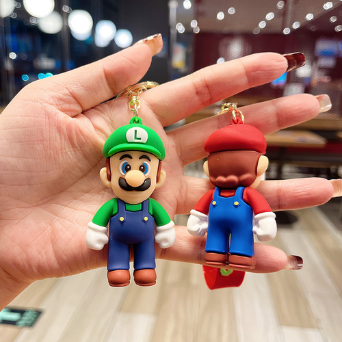Cartoon Mario wholesale cute car accessories plush toys bags hanging decorations keychain key rings figurines