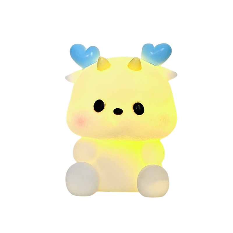 Luz nocturna de dragón pequeño de dibujos animados, lámpara de noche para dormitorio, luz ambiental, juguetes luminosos para niños, suministro al por mayor