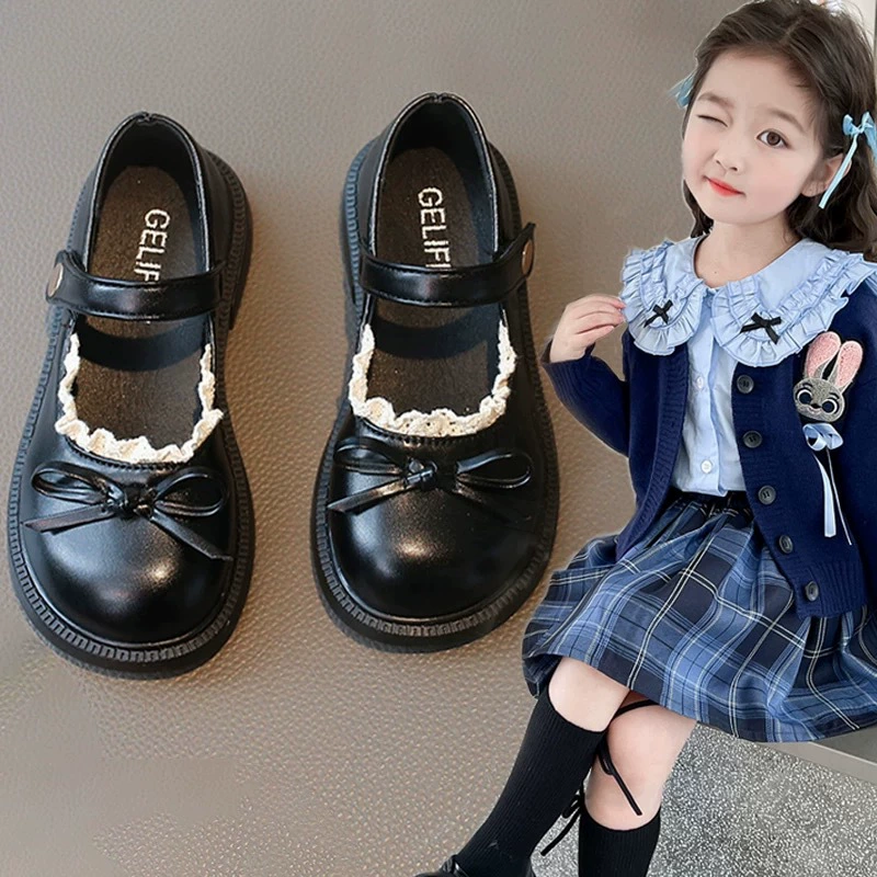 Маленькие кожаные туфли для девочек 2025 весна и осень новые детские туфли принцессы Лолиты девушки британский стиль мода мягкая подошва одиночные туфли