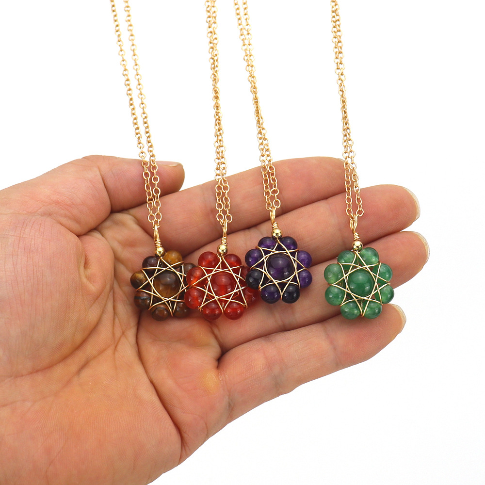 Simple Style Flower Crystal Handmade Pendant Necklace 1 Piece