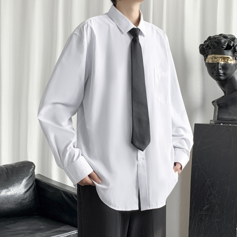 Dk japonés uniforme de manga larga camisa blanca de los hombres primavera estilo coreano moda suelta más tamaño color sólido Harajuku estilo camisa