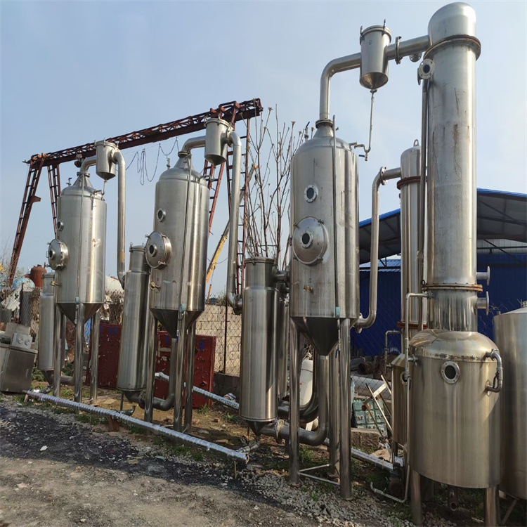 供应二手三效5吨浓缩蒸发器 糖浆果汁浓缩型挥发器 316L蒸发器