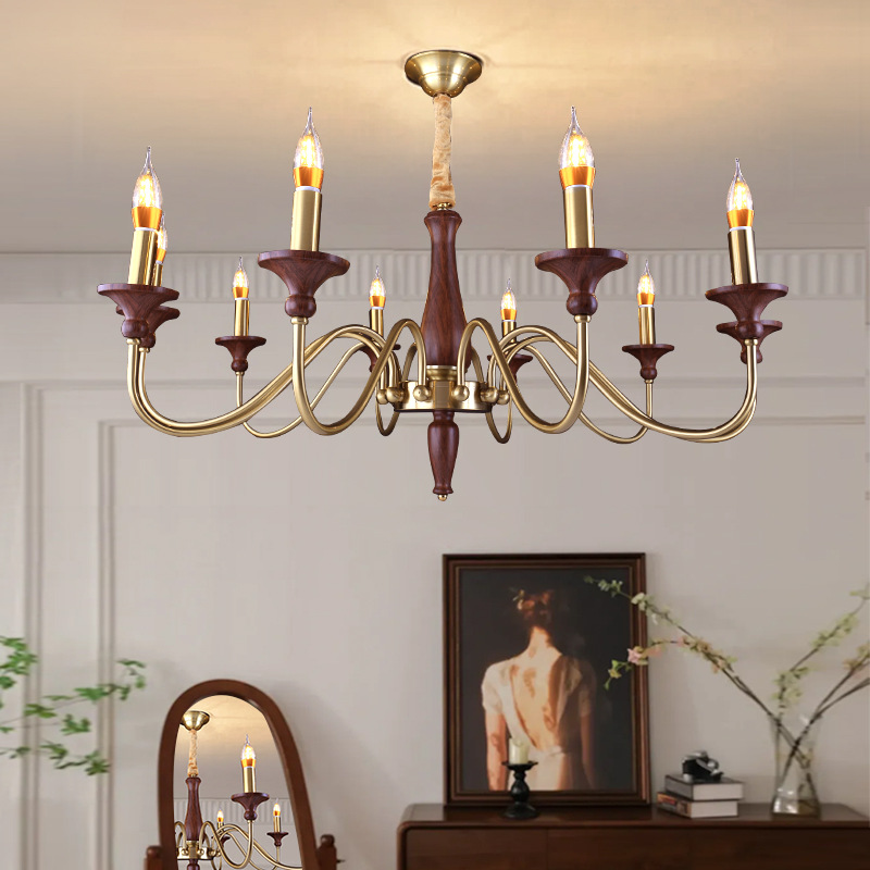 Estilo americano medieval sala de estar lámpara de vela retro lujoso ambiente de alto nivel sala de luz Zhongshan 397L