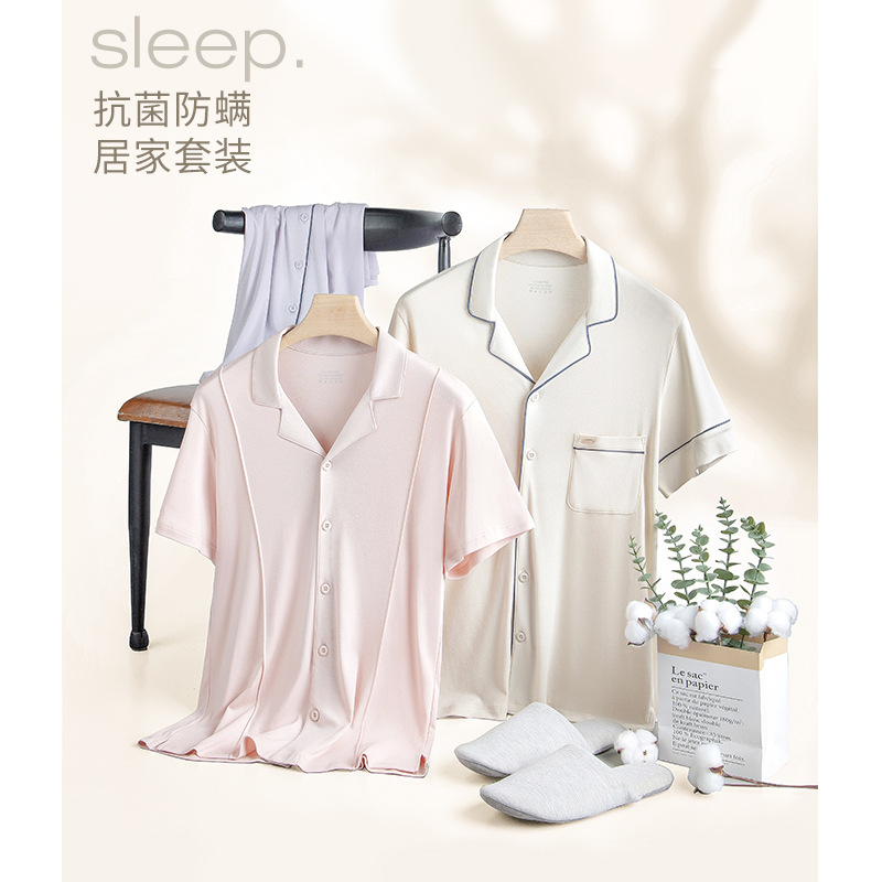 Lyocell agua suave algodón verano pijamas traje de las mujeres pantalones cortos de manga corta antibacterianos se pueden usar fuera homewear de las mujeres al por mayor