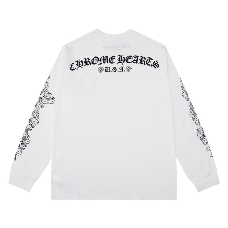 クロスボーダーのトレンディなブランド Chrome Heart 長袖 T シャツ ピュアコットン メンズ レディース ルーズスポット卸売|undefined